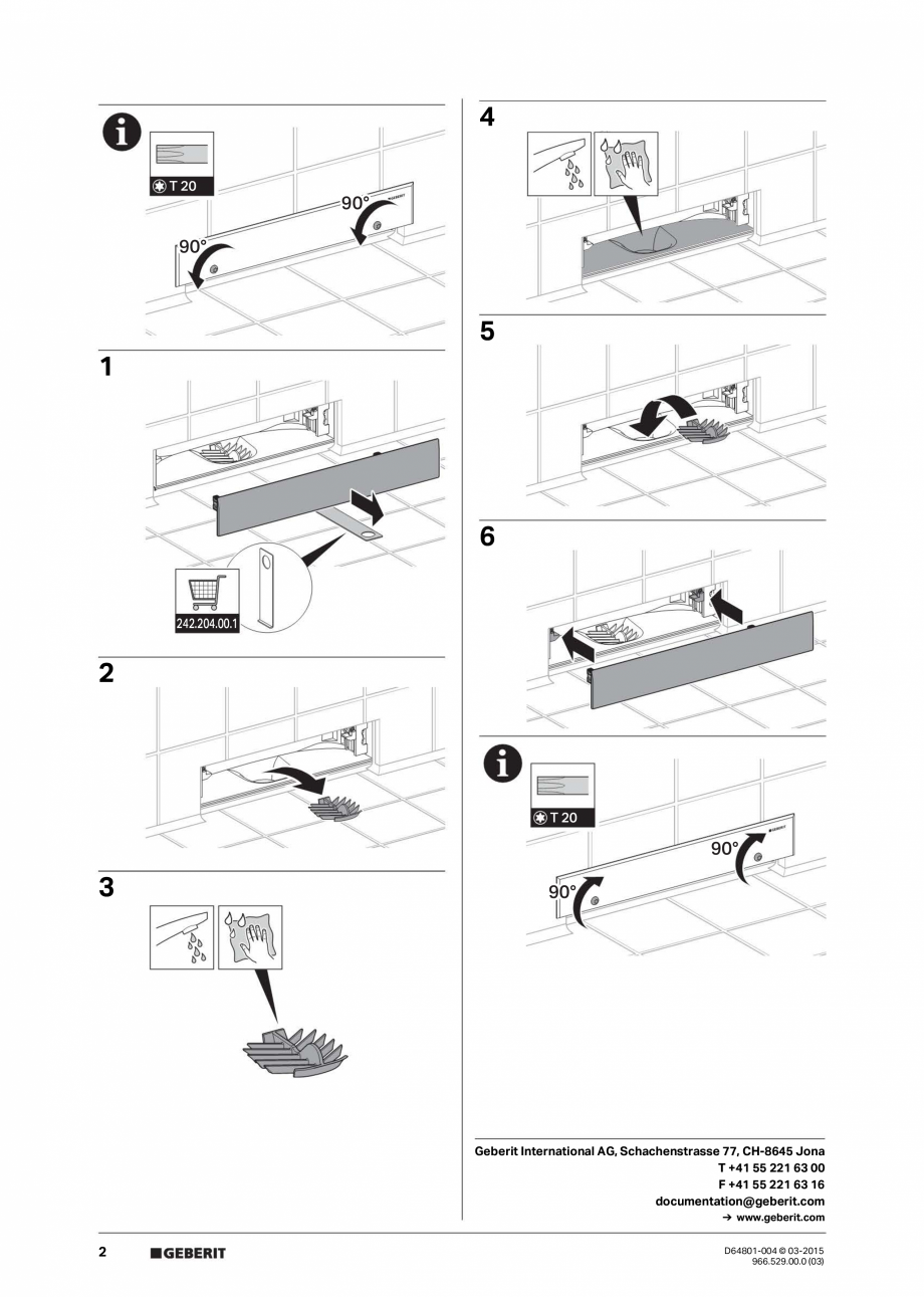 Pagina 2-Manual pentru intretinere a setului gata de instalare Geberit GEBERIT Scurgere in perete...