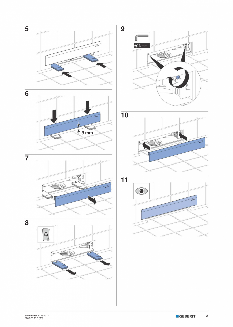 Pagina 3-Instructiuni de montaj pentru setul gata de instalare Geberit GEBERIT Scurgere in perete...