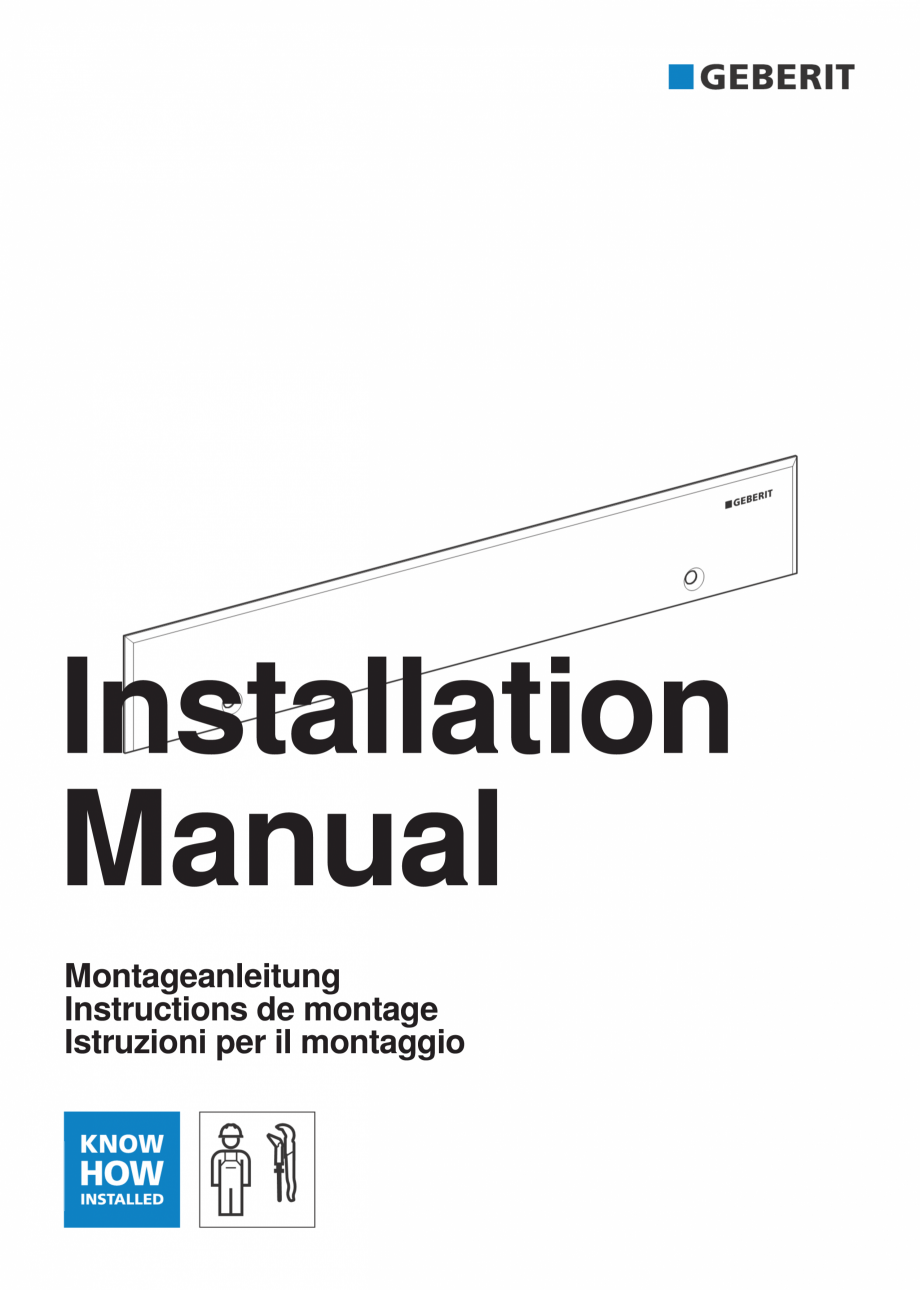 Pagina 1-Manual de instalare pentru setul gata de instalare Geberit, capac otel inoxidabil GEBERIT Scurgere...
