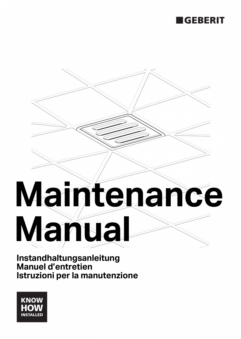Pagina 1-Manual de intretinere pentru scurgere prin pardoseala Geberit, cu patrundere prin podea GEBERIT...