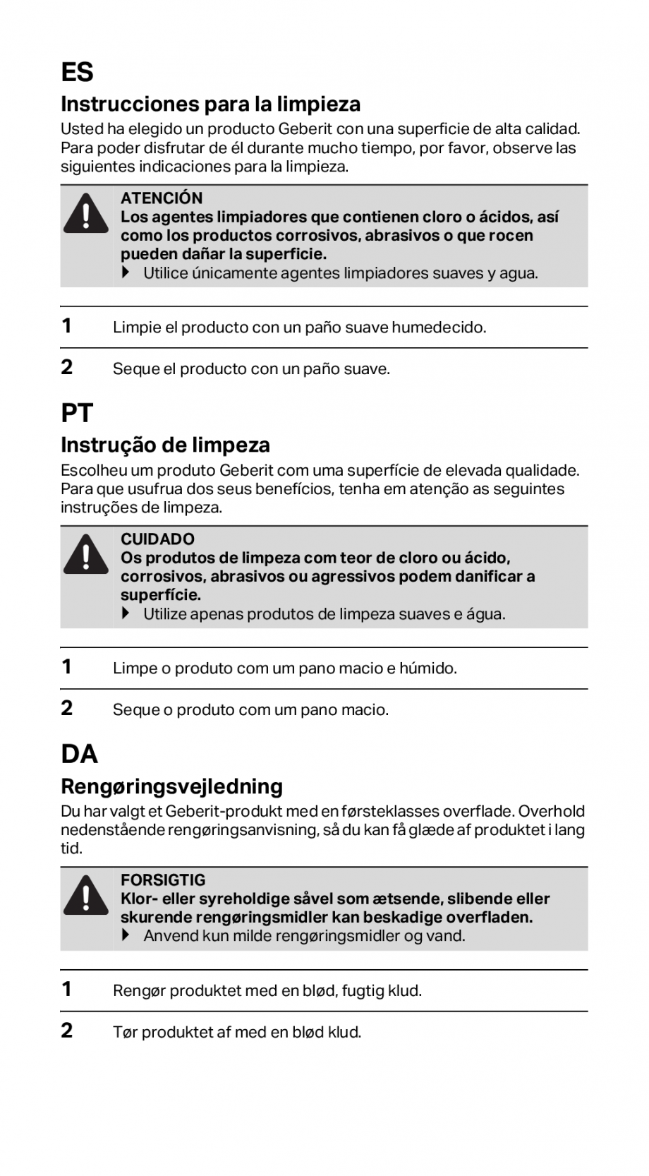 Pagina 3-Instructiuni de instalare pentru rigola GEBERIT CleanLine Instructiuni montaj, utilizare Engleza,...