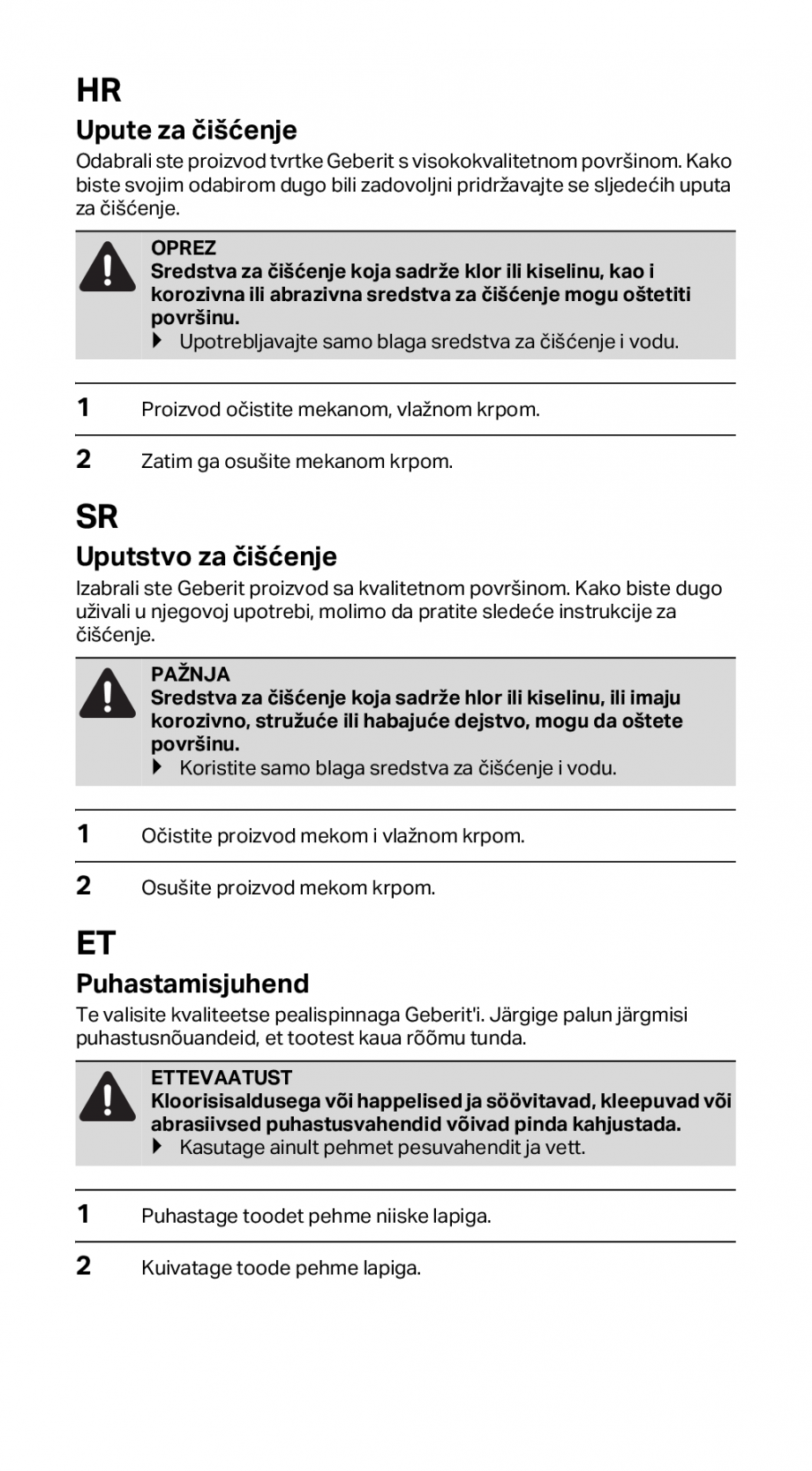 Pagina 7-Instructiuni de instalare pentru rigola GEBERIT CleanLine Instructiuni montaj, utilizare Engleza,...