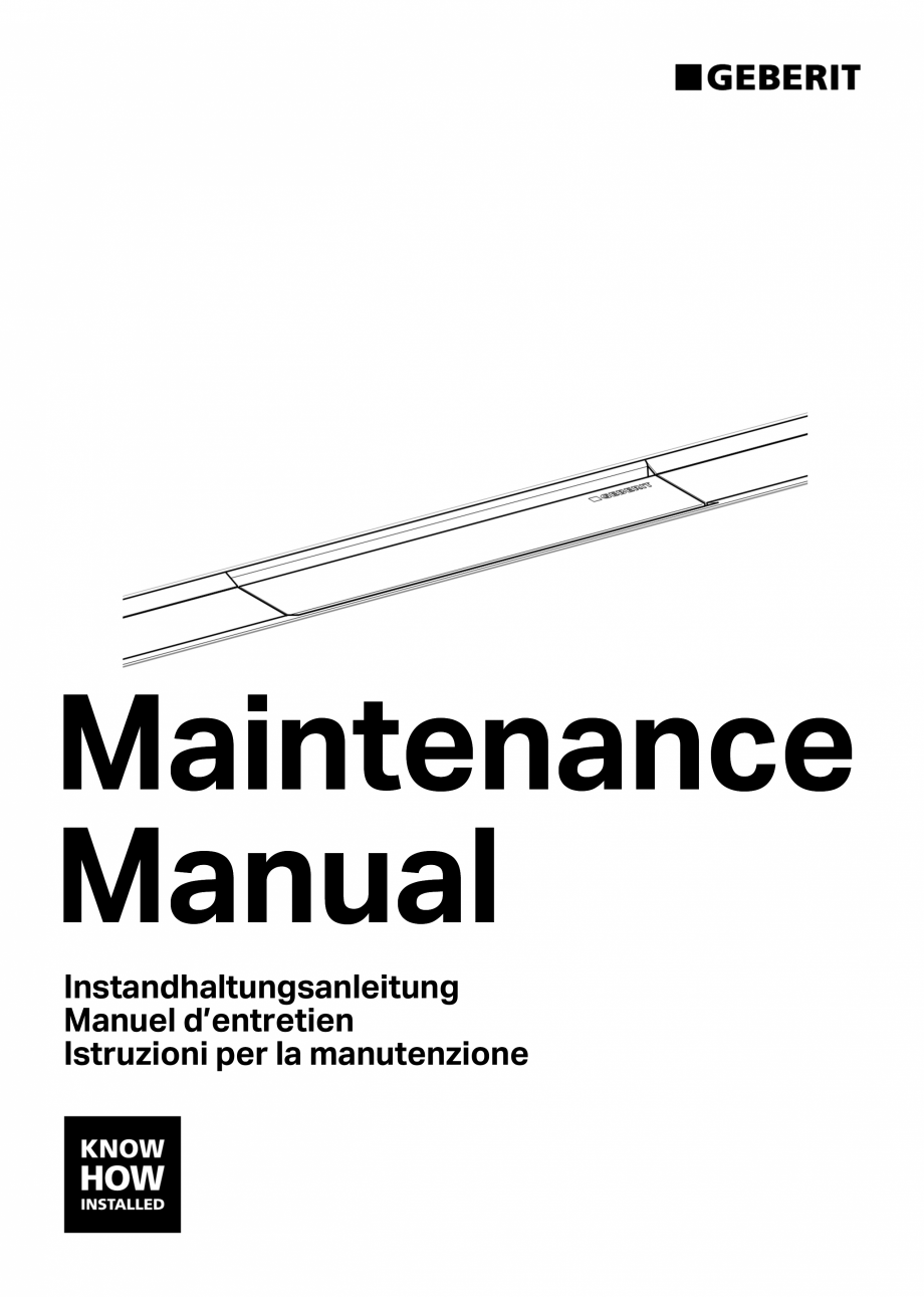 Pagina 1-Manual pentru intretinerea rigolei GEBERIT CleanLine Instructiuni montaj, utilizare Engleza, Germana...