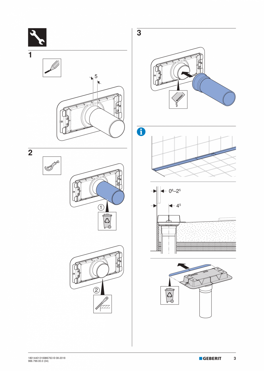 Pagina 3-Manual pentru instalre - Kit de instalare Geberit pentru rigole pentru dus din seria CleanLine...