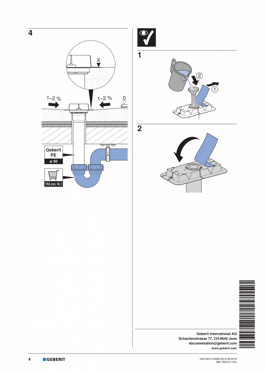 Pagina 4-Manual pentru instalre - Kit de instalare Geberit pentru rigole pentru dus din seria CleanLine...
