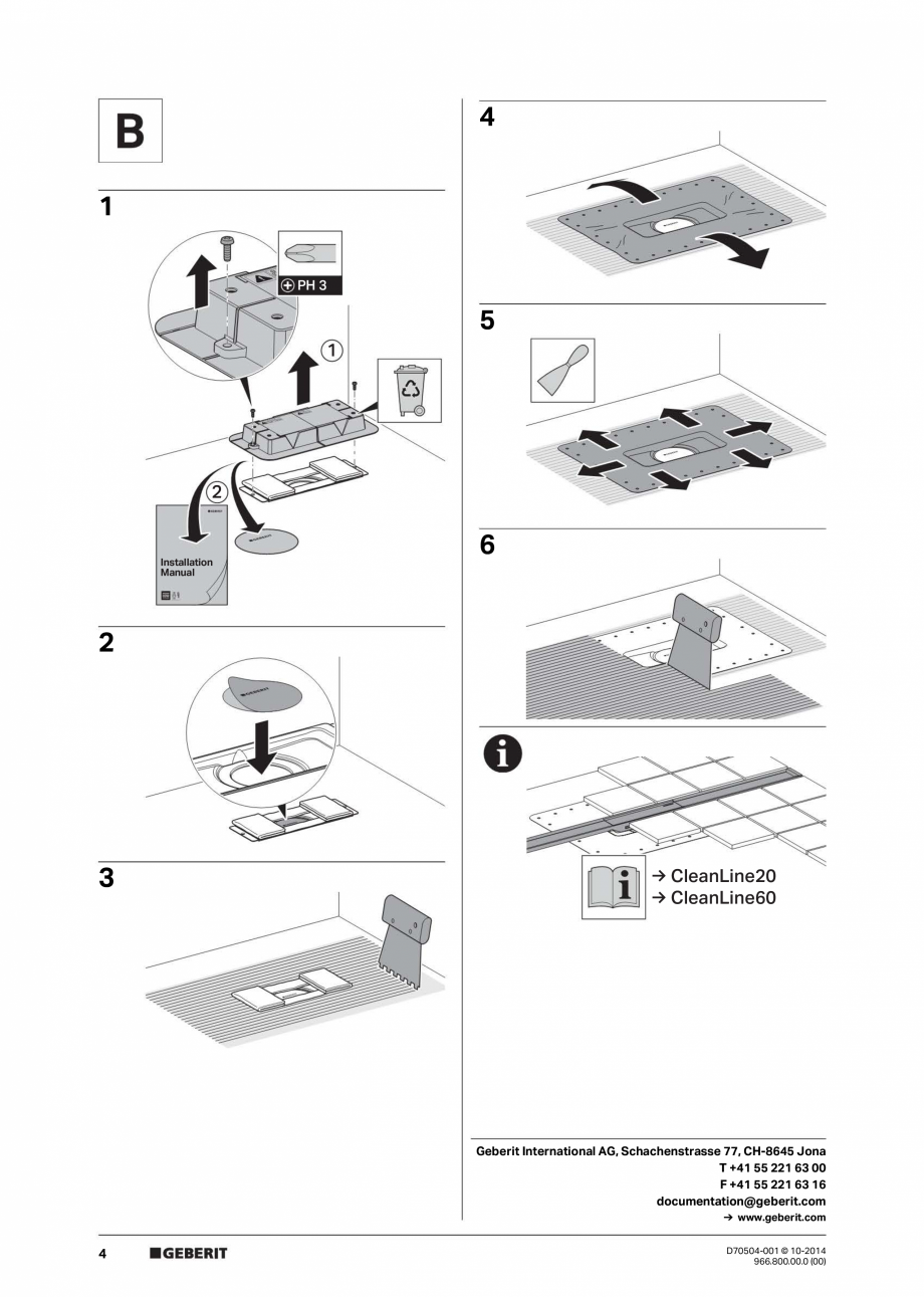 Pagina 4 - Instructiuni pentru instalare - Kit de instalare Geberit pentru rigole pentru dus din...