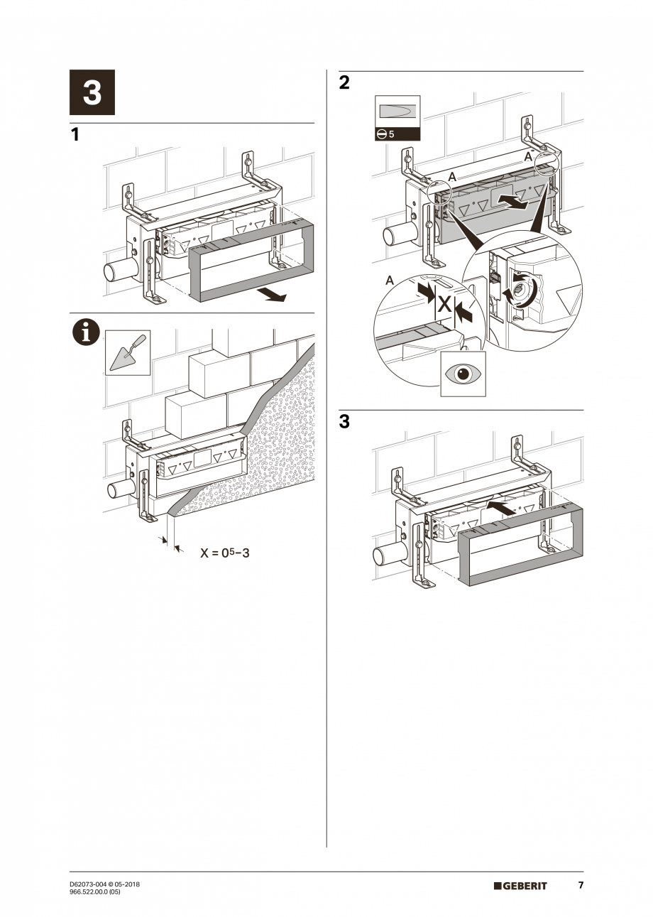 Pagina 7-Manual de instalare pentru element de instalare Geberit Kombifix pentru dus, cu scurgere in perete...