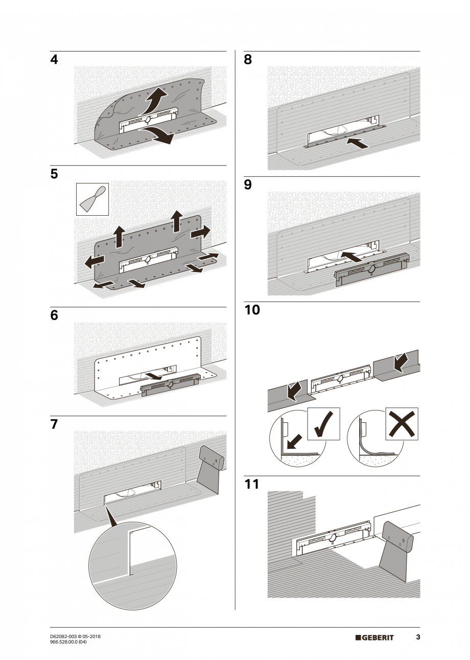 Pagina 3 - Instructiuni de montaj pentru element de instalare Geberit Kombifix pentru dus, cu...