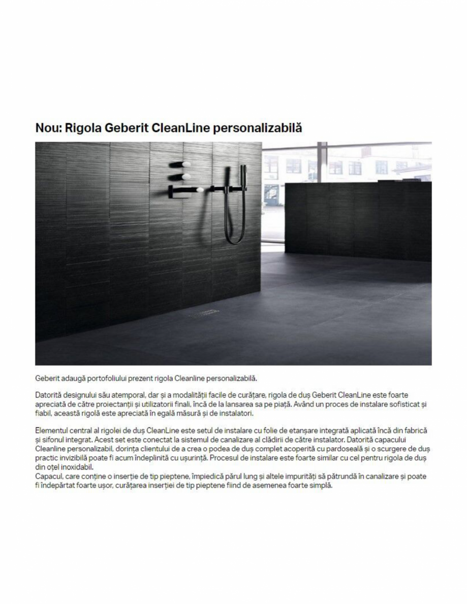 Pagina 1-Rigola Cleanline personalizabila GEBERIT Catalog, brosura Romana 