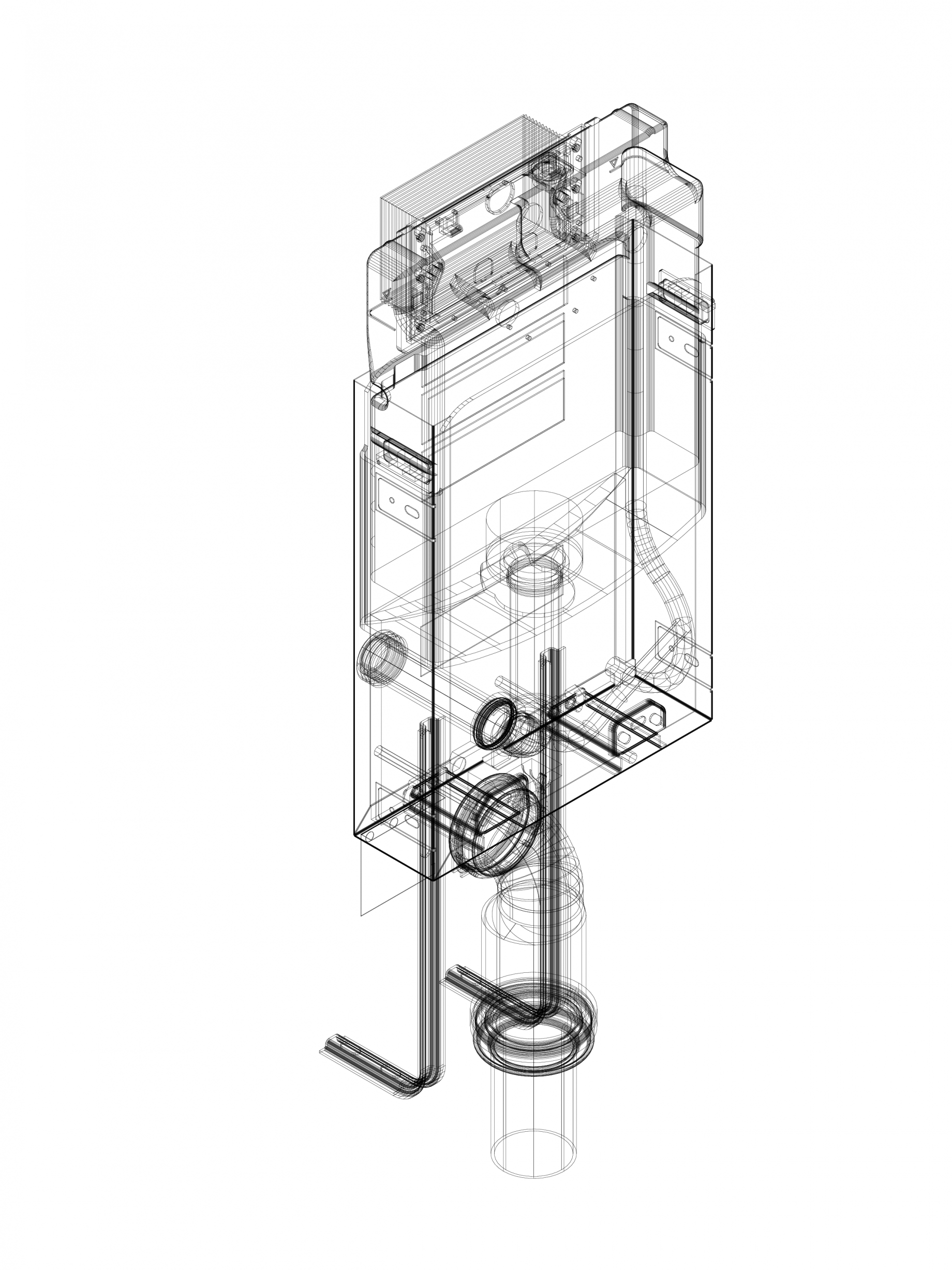 CAD-DWG Element de instalare Geberit Kombifix pentru WC suspendat, 108 cm, cu rezervor incastrat ...