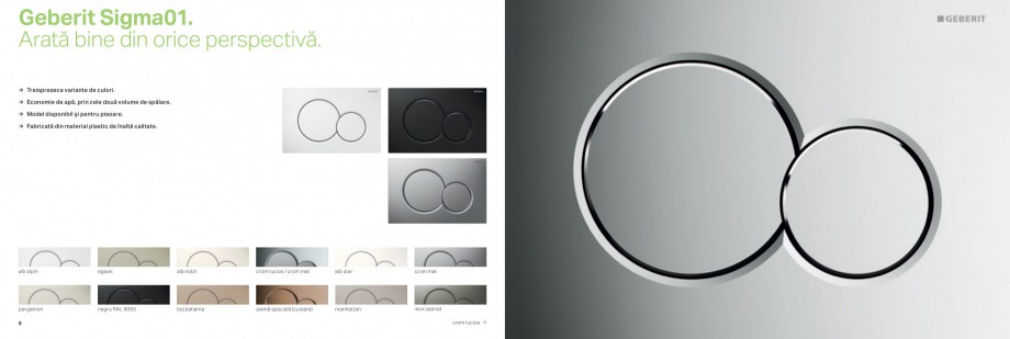 Pagina 5-Clapete de actionare pentru WC Geberit GEBERIT AquaClean Catalog, brosura Romana  ramă vizibilă.
...