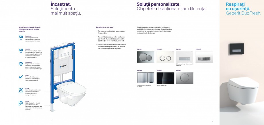 Pagina 8-Design inteligent pentru baie Geberit GEBERIT AquaClean Catalog, brosura Romana nă asigură...