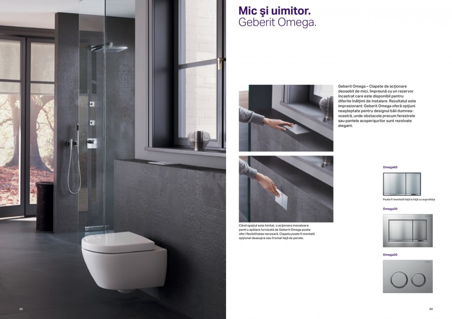 Pagina 12-Design inteligent pentru baie Geberit GEBERIT AquaClean Catalog, brosura Romana apă foarte redus....