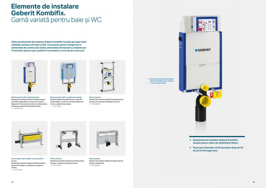 Pagina 10-Elemente de instalare Geberit GEBERIT Duofix Catalog, brosura Romana  și apă. Acestea permit...