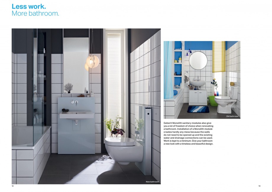 Pagina 7-Modul sanitar pentru WC Geberit GEBERIT Monolith Catalog, brosura Engleza 1

WC model range

485...