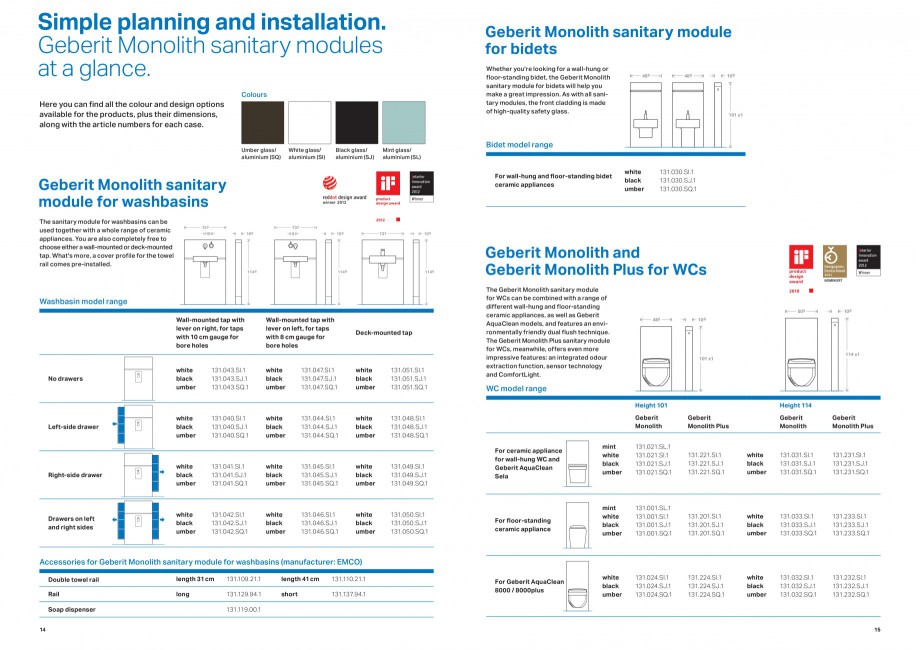 Pagina 8-Modul sanitar pentru WC Geberit GEBERIT Monolith Catalog, brosura Engleza .221.SQ.16
48 5
10

white	...