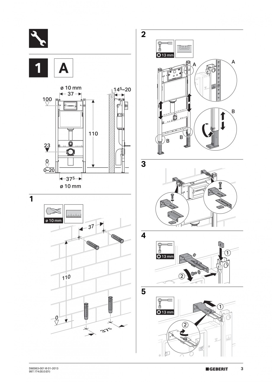 Pagina 3-Rezervor incastrat Duofix Delta - instructiuni de montaj GEBERIT Instructiuni montaj, utilizare...