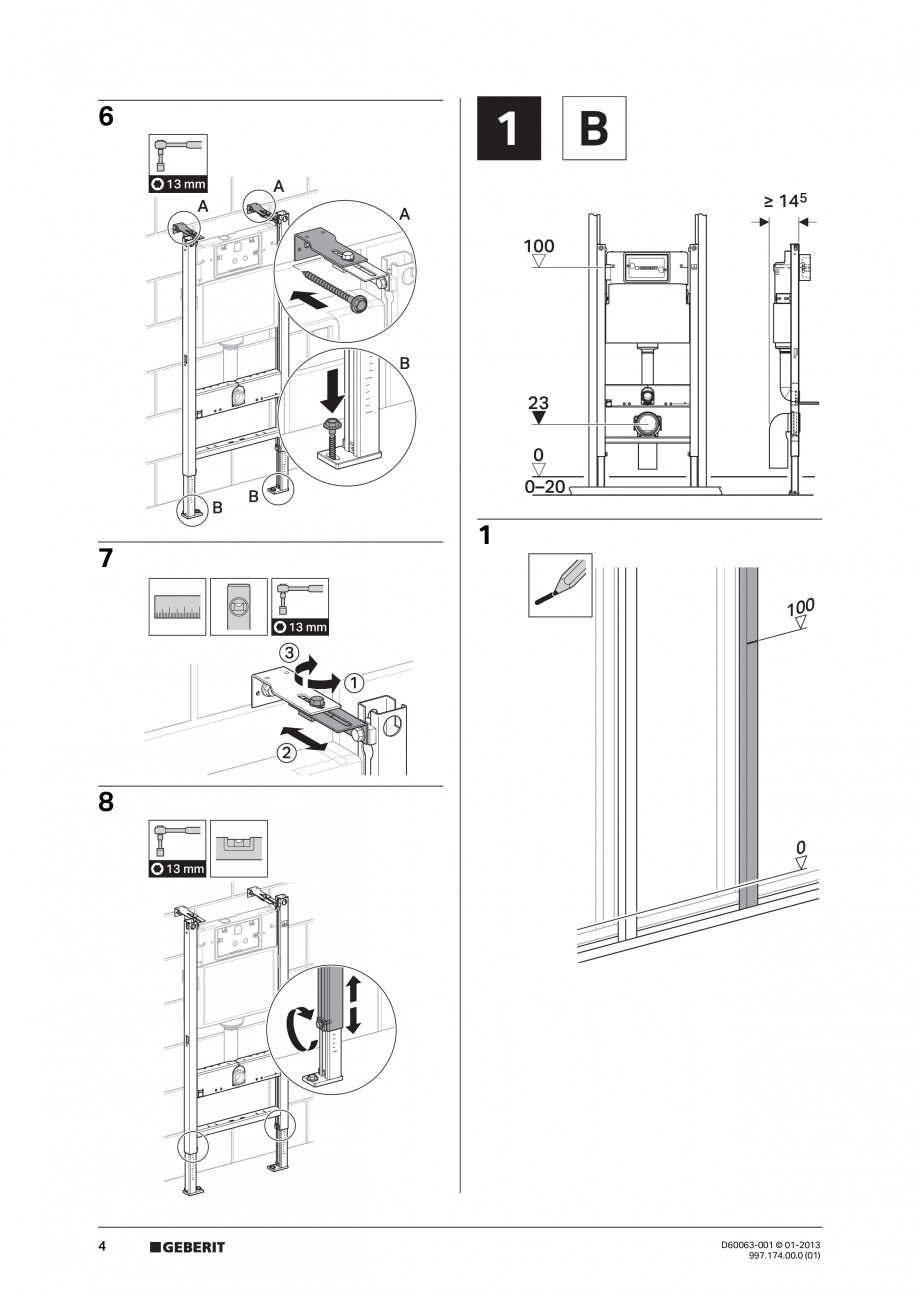 Pagina 4-Rezervor incastrat Duofix Delta - instructiuni de montaj GEBERIT Instructiuni montaj, utilizare...