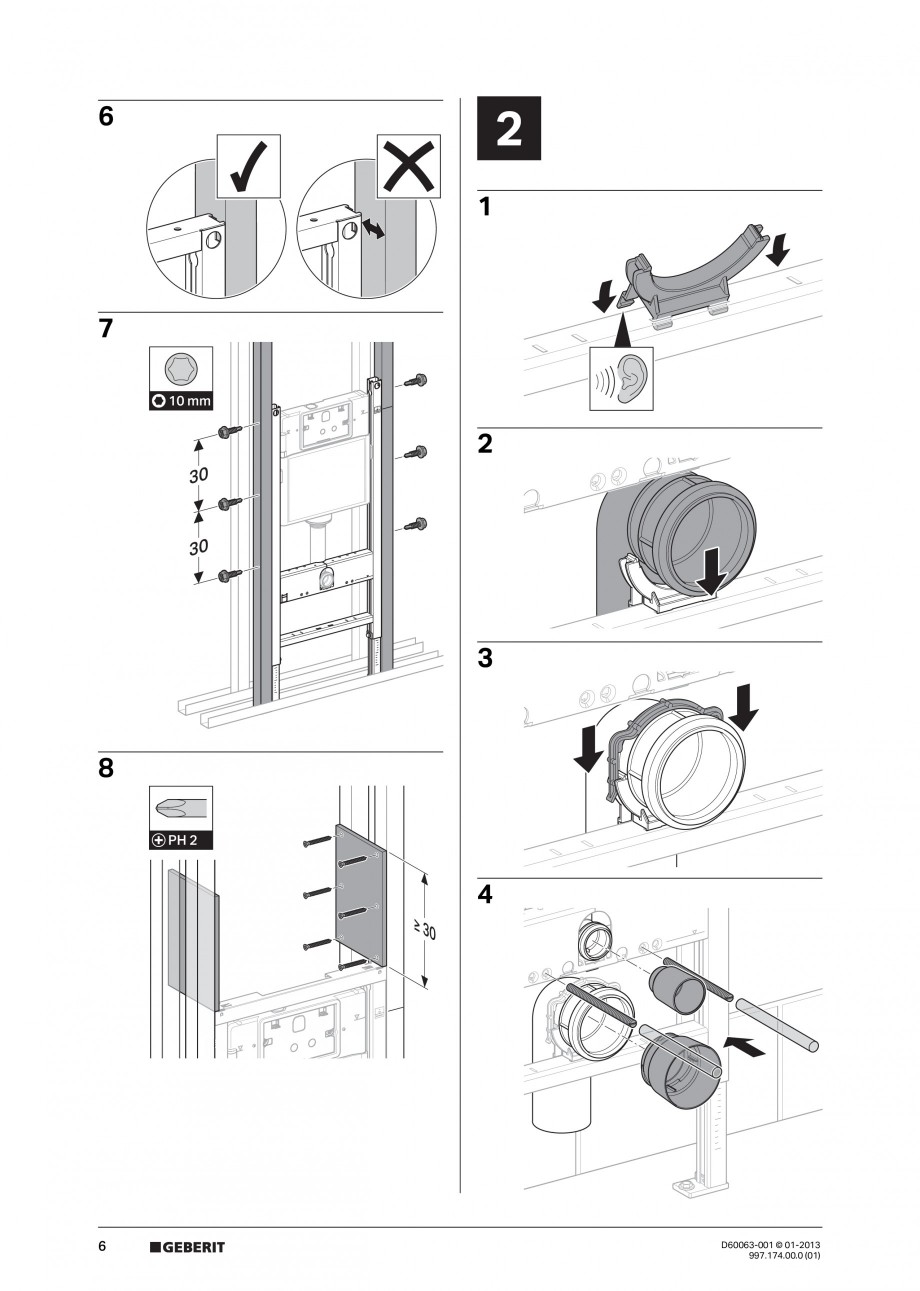 Pagina 6-Rezervor incastrat Duofix Delta - instructiuni de montaj GEBERIT Instructiuni montaj, utilizare...