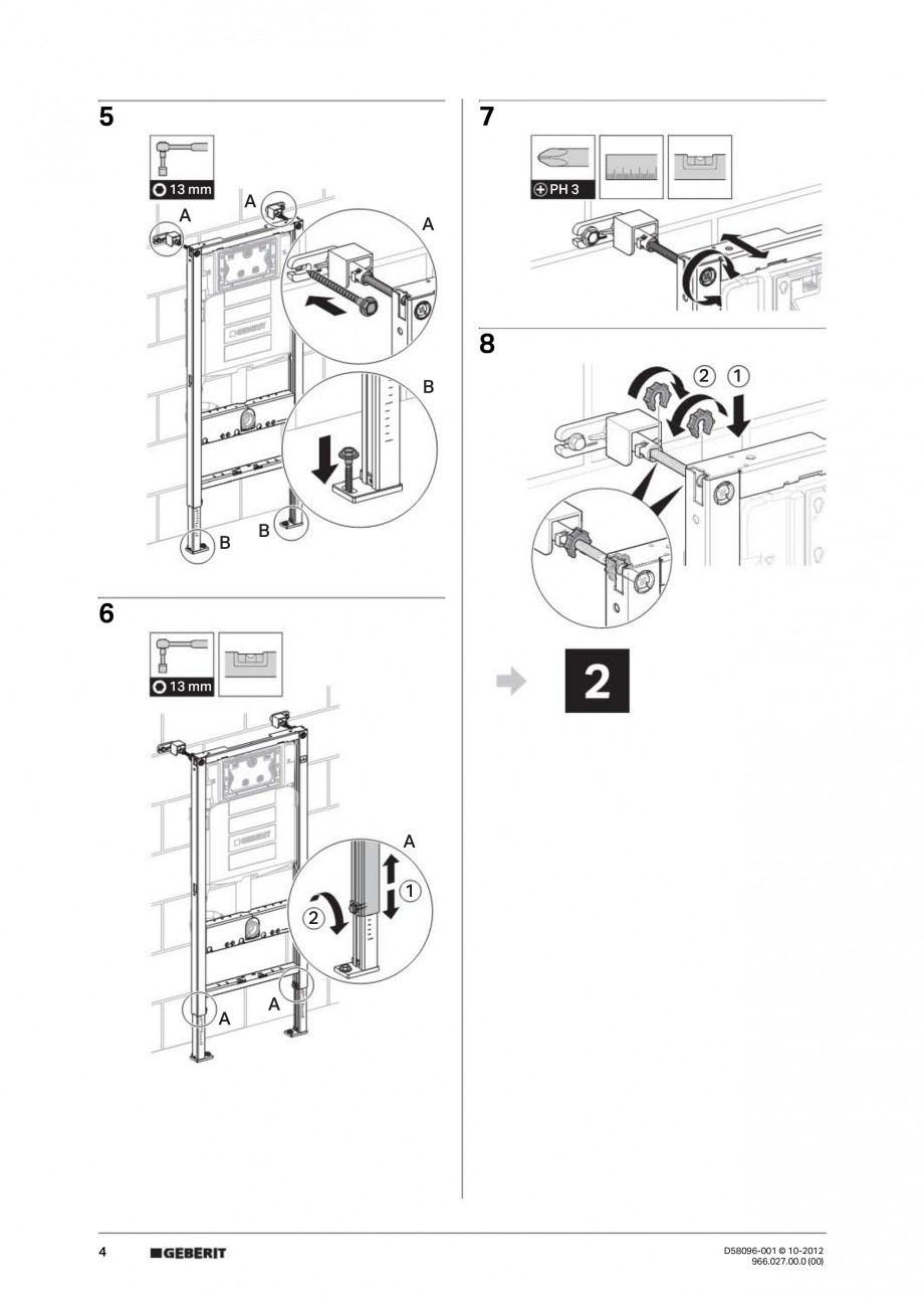 Pagina 4-Rezervor incastrat Duofix Sigma GEBERIT Instructiuni montaj, utilizare Engleza, Germana, Italiana 