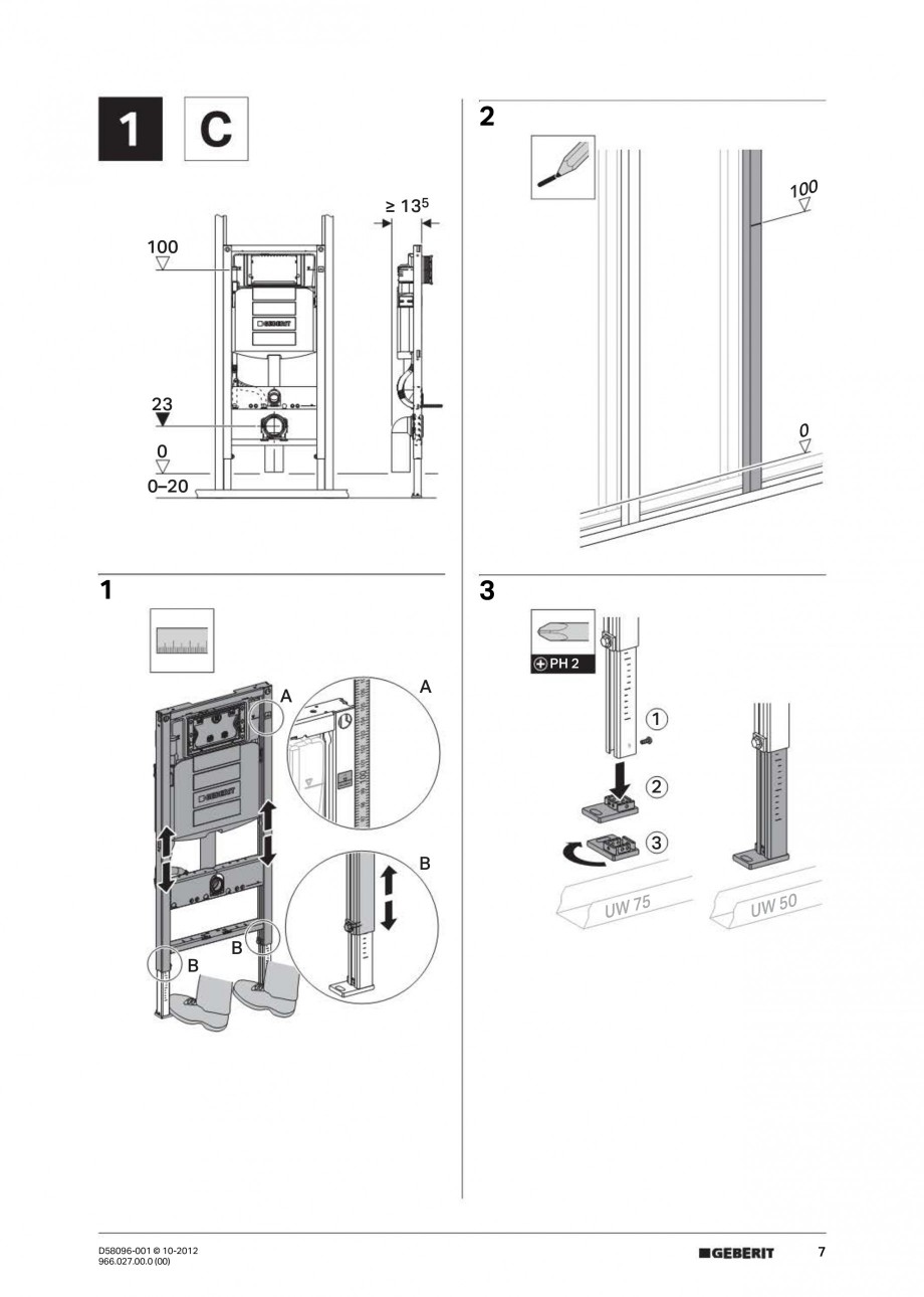Pagina 7-Rezervor incastrat Duofix Sigma GEBERIT Instructiuni montaj, utilizare Engleza, Germana, Italiana 