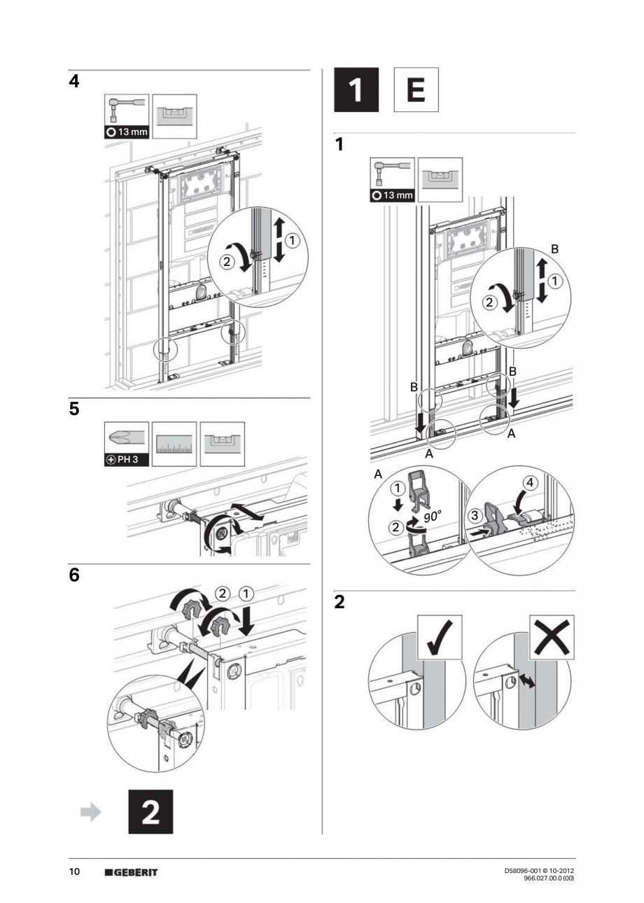 Pagina 10-Rezervor incastrat Duofix Sigma GEBERIT Instructiuni montaj, utilizare Engleza, Germana, Italiana 