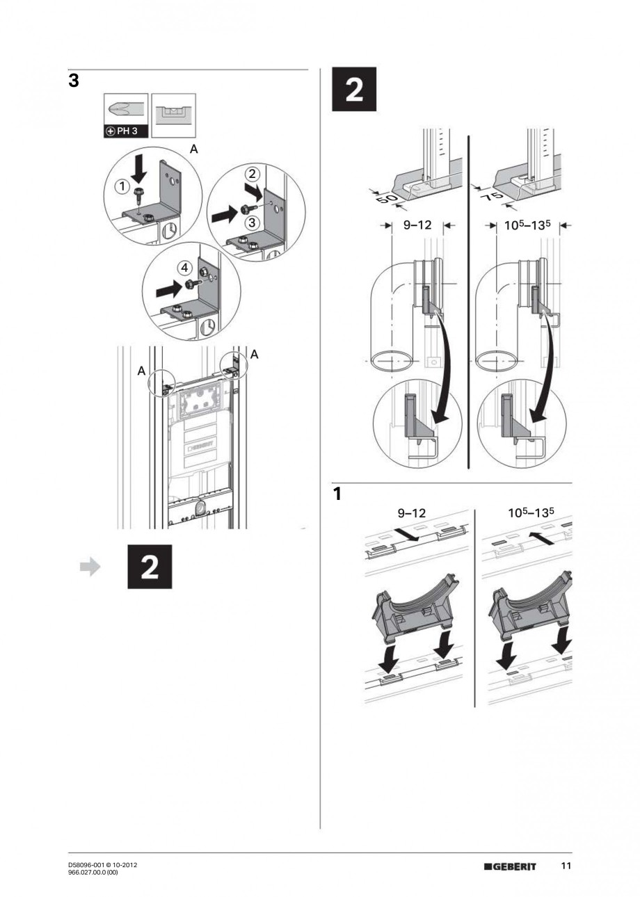 Pagina 11-Rezervor incastrat Duofix Sigma GEBERIT Instructiuni montaj, utilizare Engleza, Germana, Italiana 