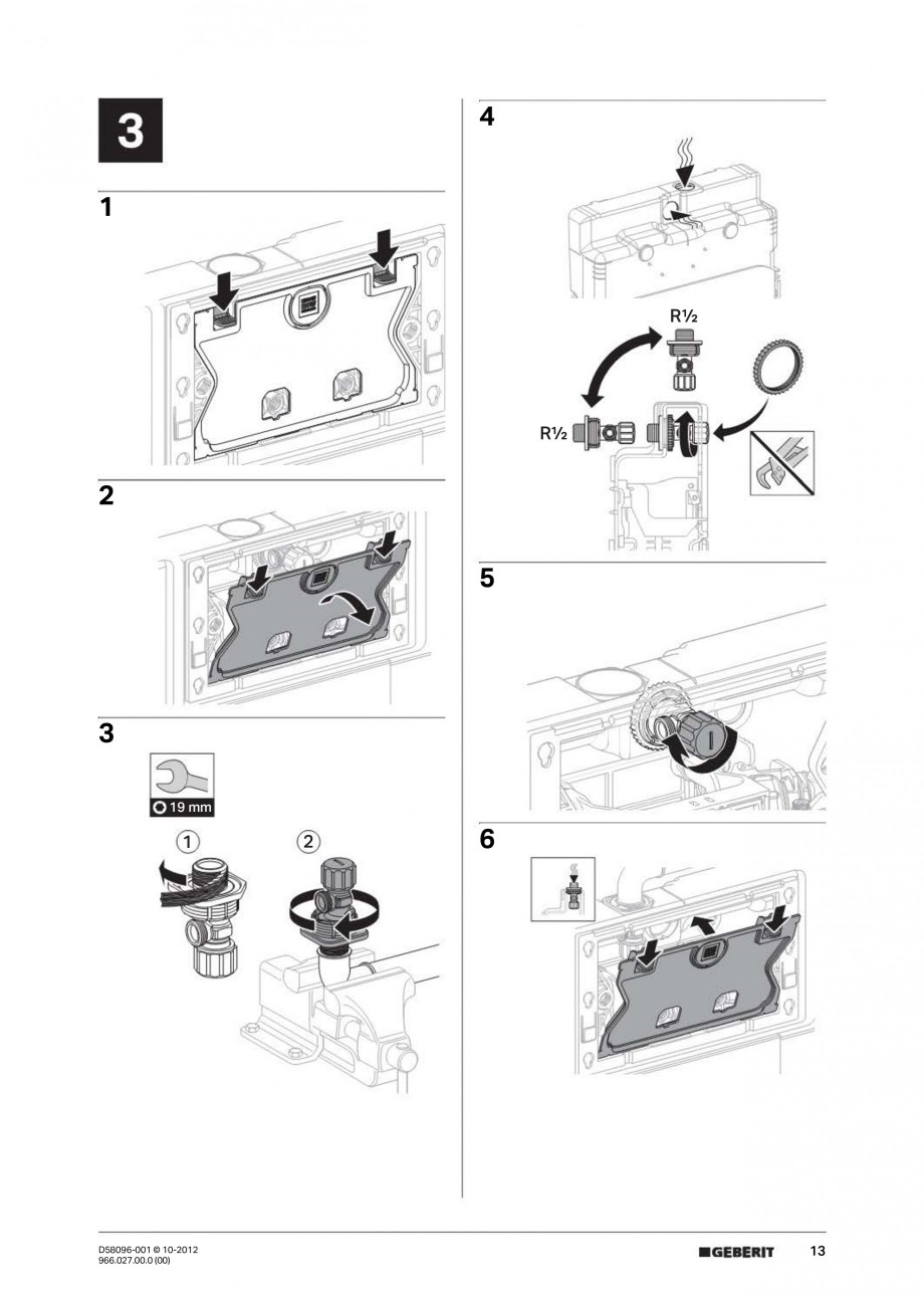 Pagina 13-Rezervor incastrat Duofix Sigma GEBERIT Instructiuni montaj, utilizare Engleza, Germana, Italiana 