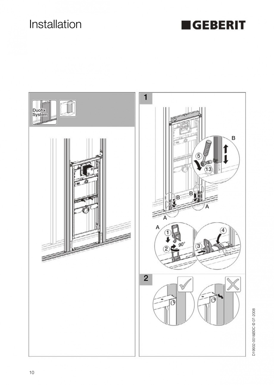 Pagina 10-Rezervor incastrat Duofix pentru pisoar  GEBERIT Instructiuni montaj, utilizare Engleza 