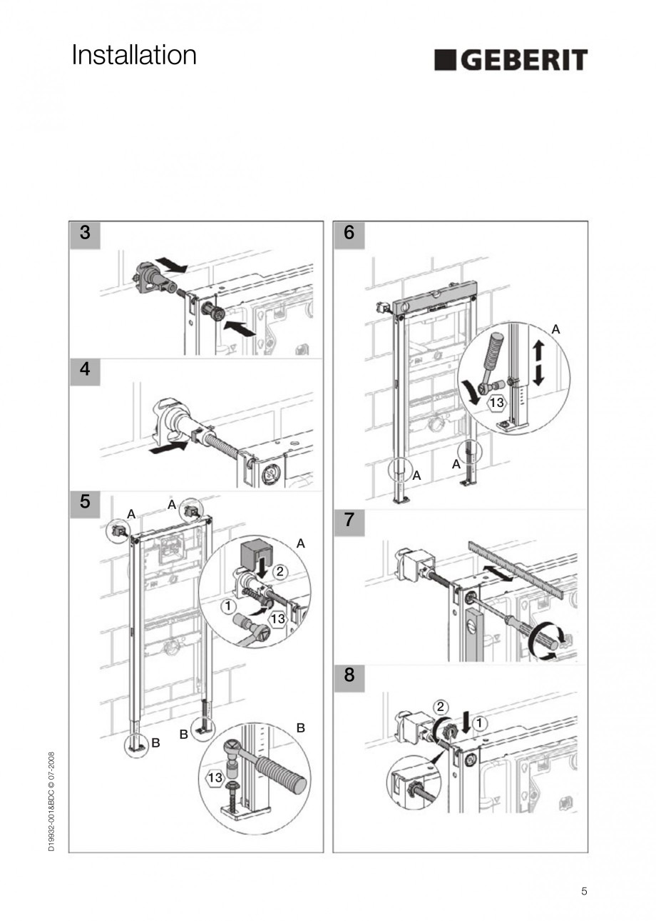 Pagina 5-Rezervor incastrat Duofix pentru pisoar  GEBERIT Instructiuni montaj, utilizare Engleza 