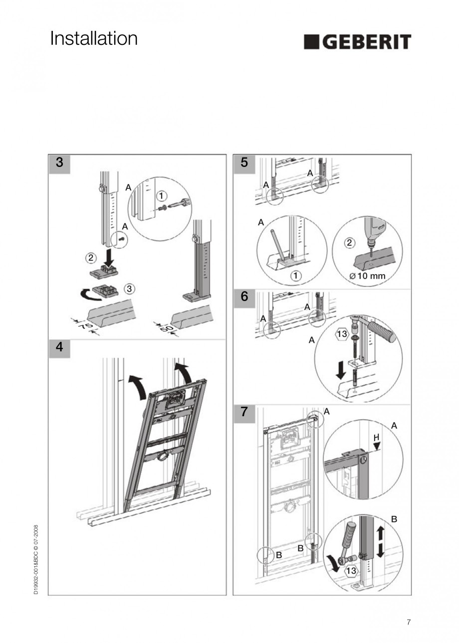 Pagina 7-Rezervor incastrat Duofix pentru pisoar  GEBERIT Instructiuni montaj, utilizare Engleza 