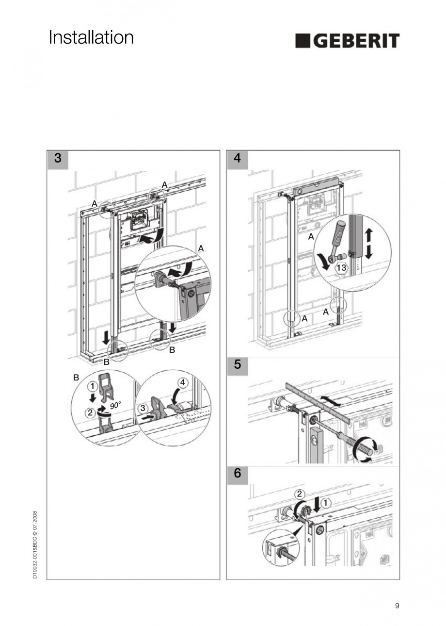 Pagina 9-Rezervor incastrat Duofix pentru pisoar  GEBERIT Instructiuni montaj, utilizare Engleza 