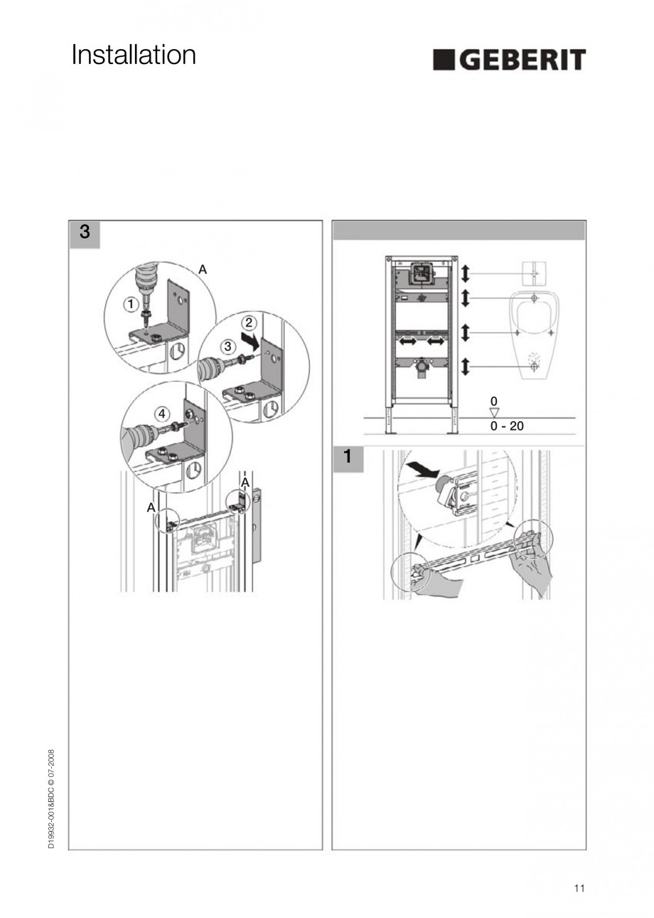 Pagina 11-Rezervor incastrat Duofix pentru pisoar  GEBERIT Instructiuni montaj, utilizare Engleza 