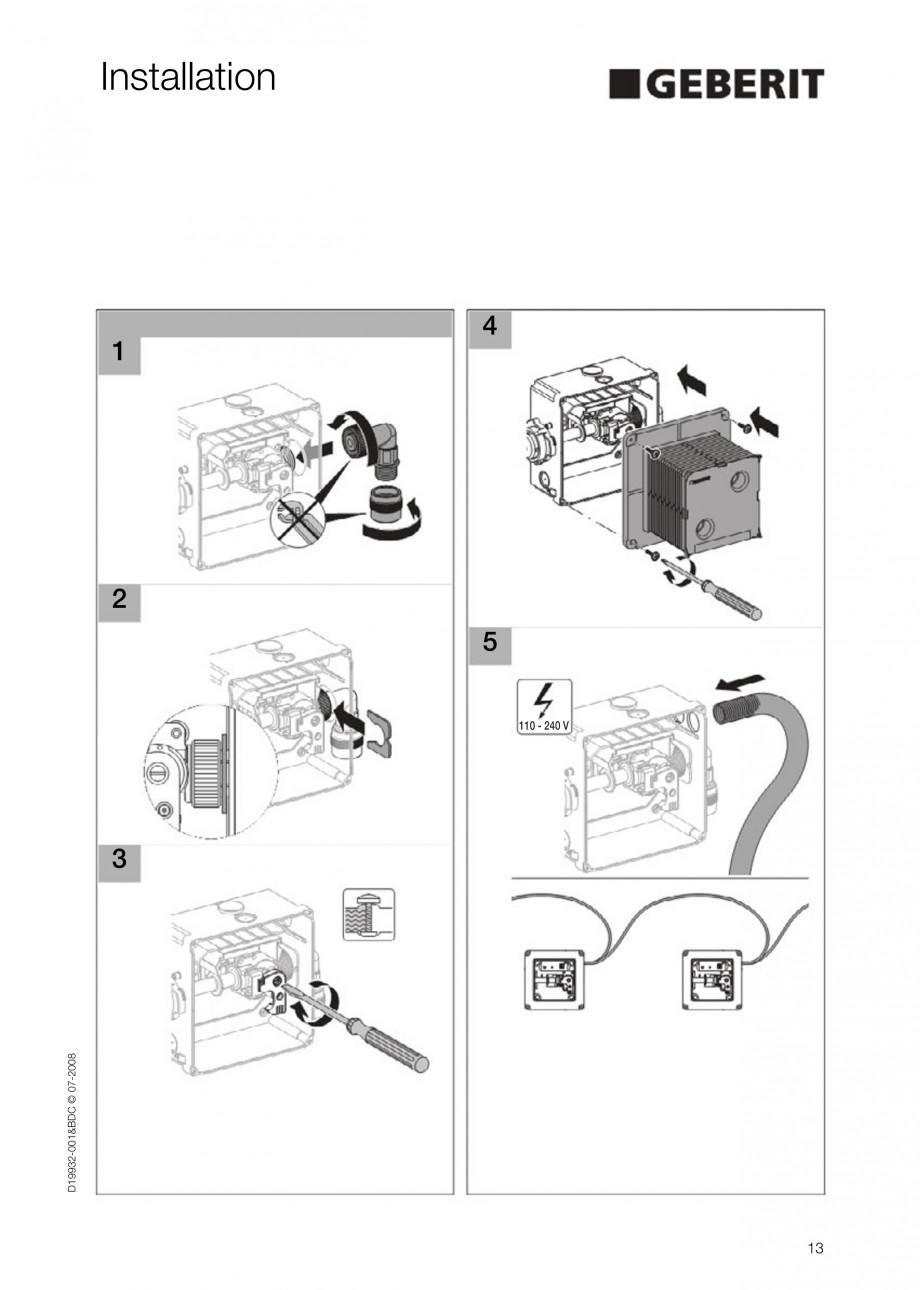 Pagina 13-Rezervor incastrat Duofix pentru pisoar  GEBERIT Instructiuni montaj, utilizare Engleza 