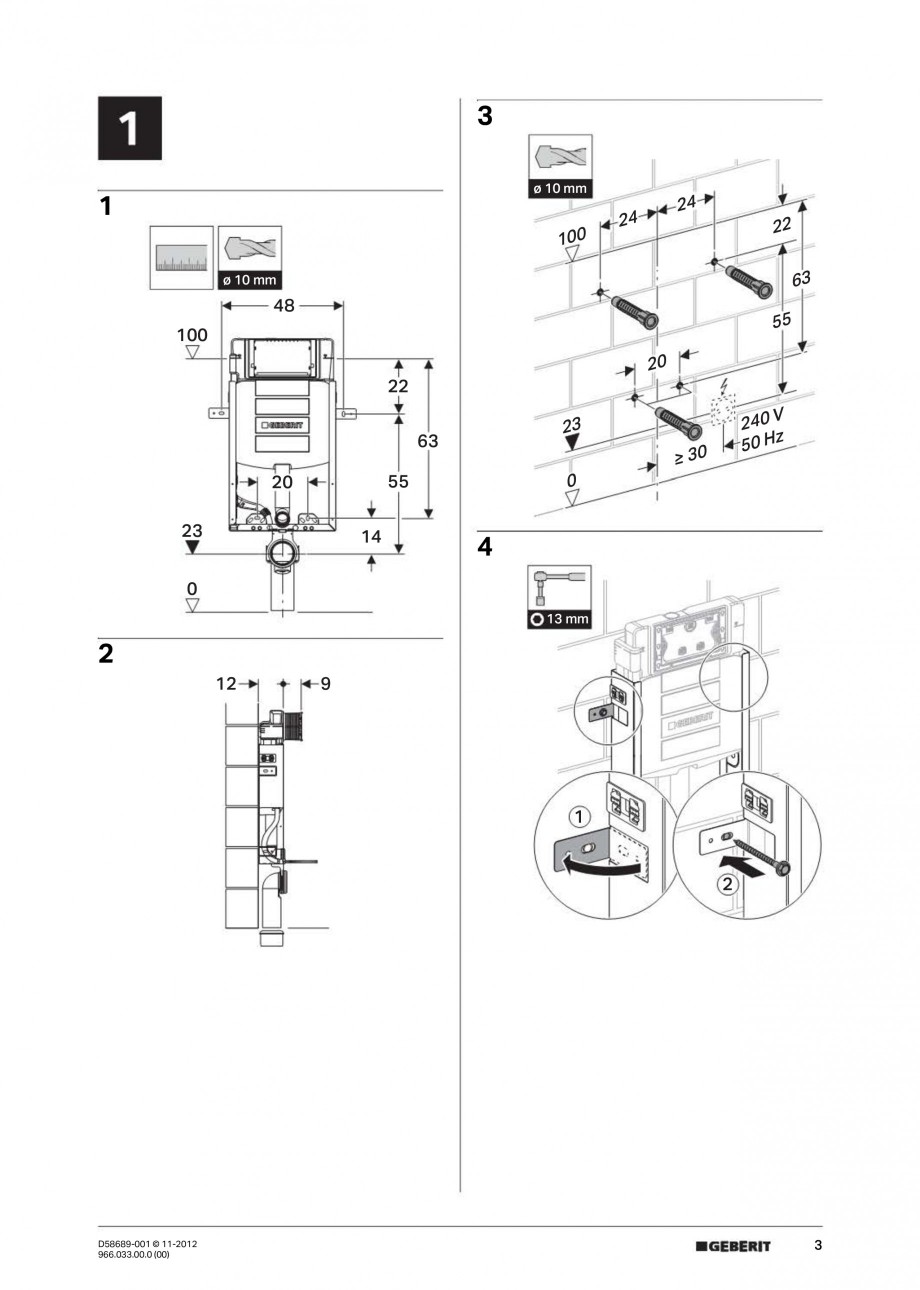Pagina 3 - Rezervor incastrat Kombifix Sigma pentru WC GEBERIT Instructiuni montaj, utilizare...