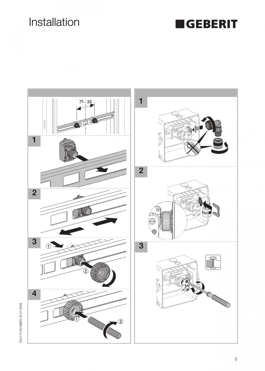 Pagina 5 - Rezervor incastrat Kombifix pentru pisoar GEBERIT Instructiuni montaj, utilizare Engleza 