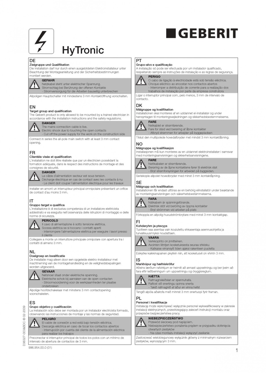 Pagina 1-Rezervor incastrat Kombifix pentru pisoar GEBERIT Instructiuni montaj, utilizare Engleza, Franceza, ...