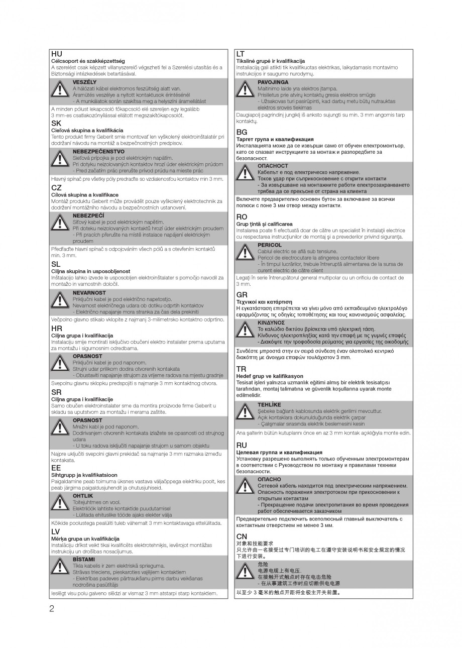 Pagina 2-Rezervor incastrat Kombifix pentru pisoar GEBERIT Instructiuni montaj, utilizare Engleza, Franceza, ...