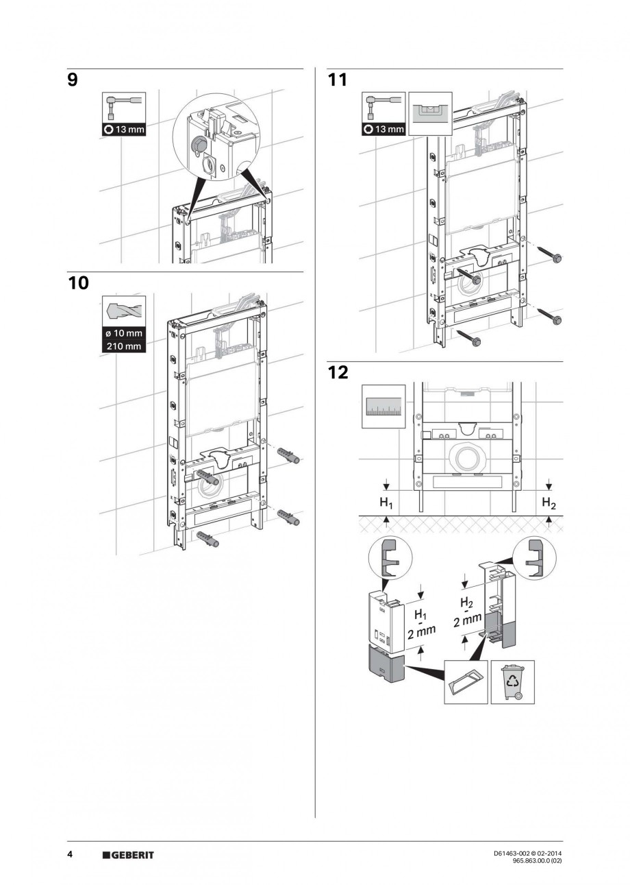Pagina 4 - Modul sanitar pentru vas WC GEBERIT Monolith Instructiuni montaj, utilizare Engleza,...
