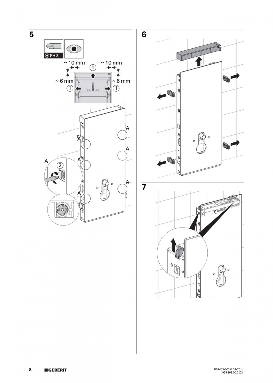 Pagina 8 - Modul sanitar pentru vas WC GEBERIT Monolith Instructiuni montaj, utilizare Engleza,...