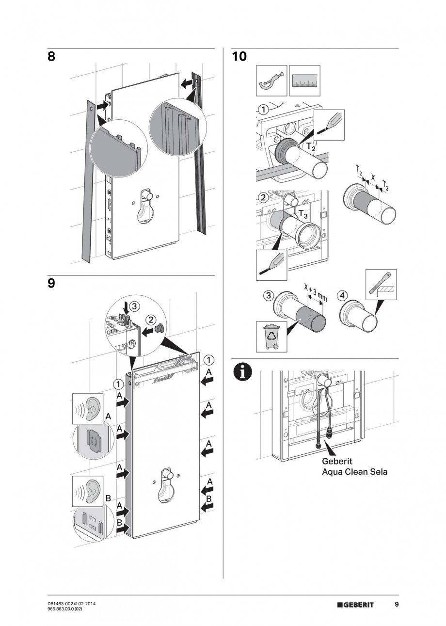 Pagina 9 - Modul sanitar pentru vas WC GEBERIT Monolith Instructiuni montaj, utilizare Engleza,...