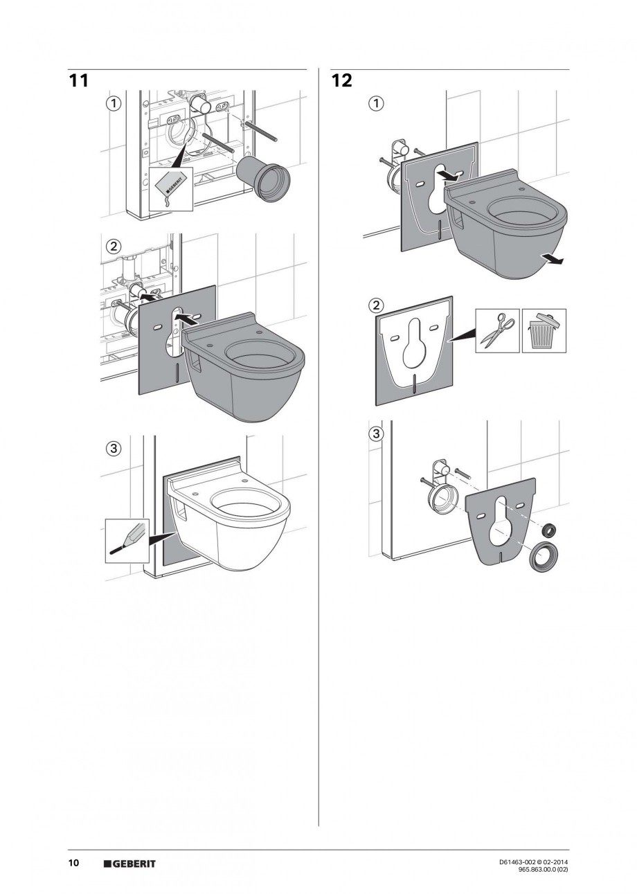 Pagina 10 - Modul sanitar pentru vas WC GEBERIT Monolith Instructiuni montaj, utilizare Engleza,...