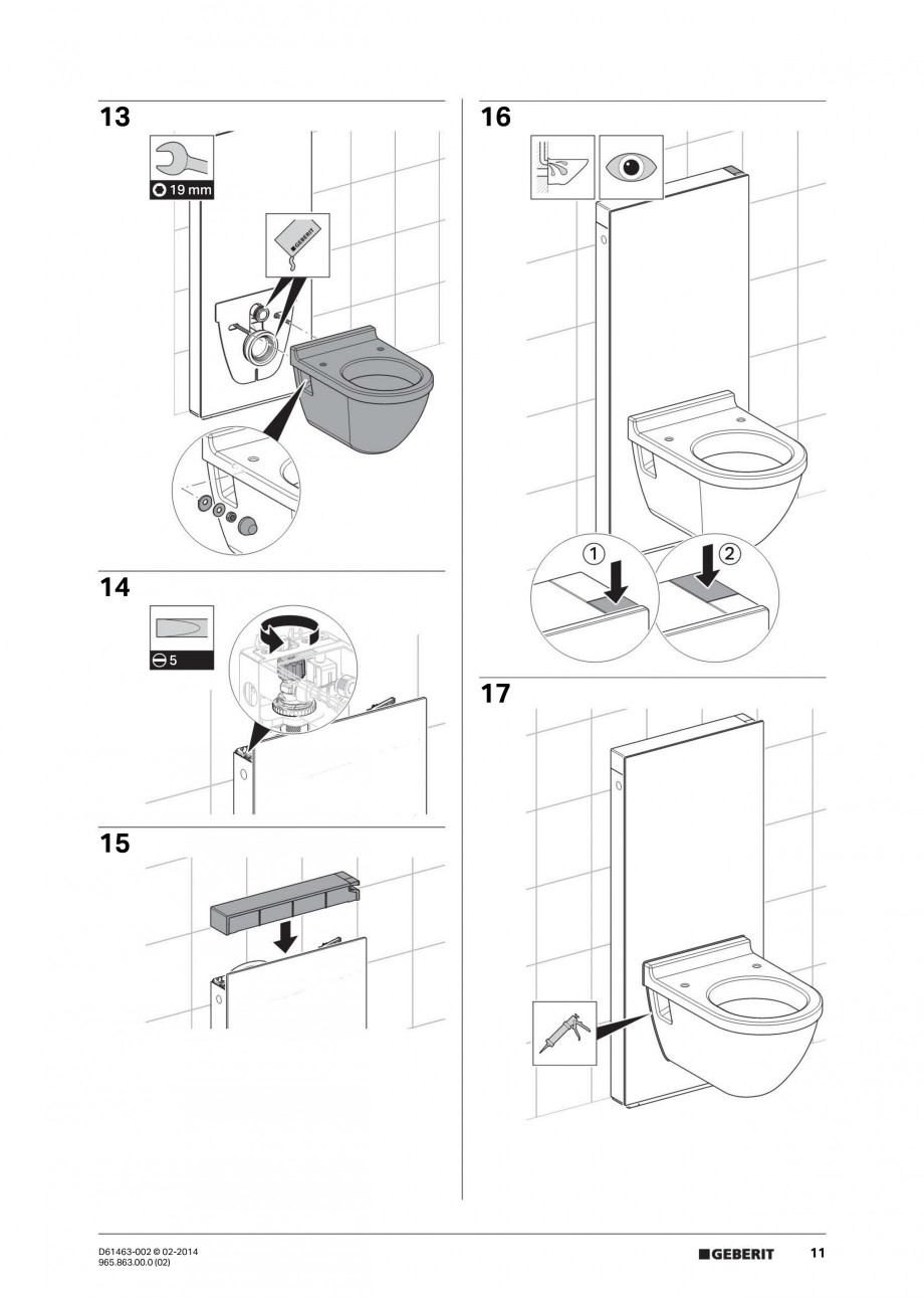 Pagina 11 - Modul sanitar pentru vas WC GEBERIT Monolith Instructiuni montaj, utilizare Engleza,...