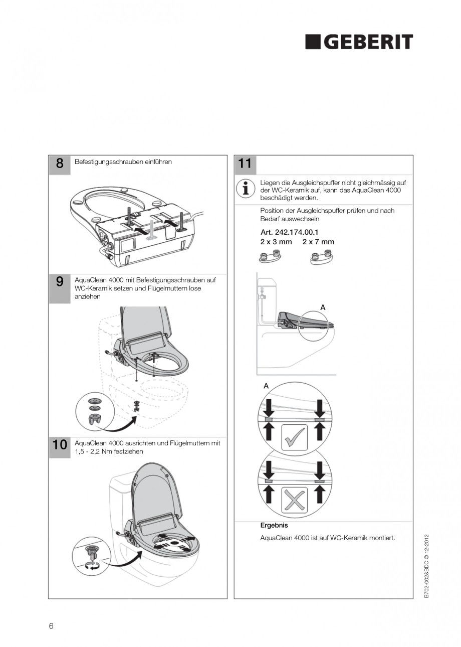 Pagina 6-Vas WC cu functie de bideu 4000 GEBERIT AquaClean Instructiuni montaj, utilizare Germana, Engleza,...