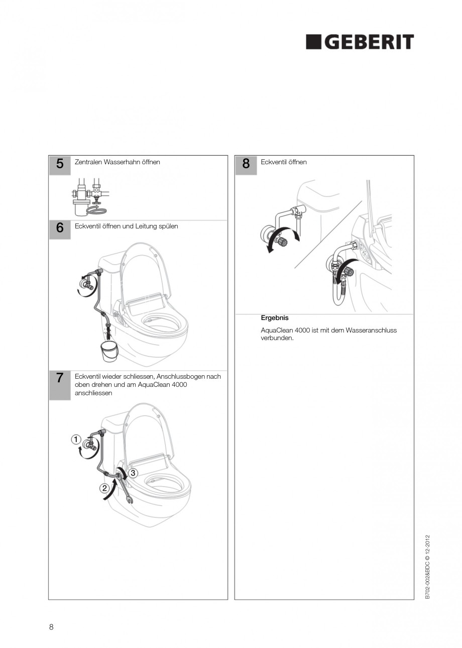 Pagina 8-Vas WC cu functie de bideu 4000 GEBERIT AquaClean Instructiuni montaj, utilizare Germana, Engleza,...
