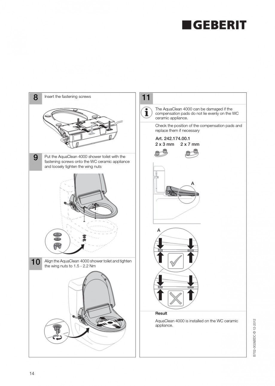 Pagina 14-Vas WC cu functie de bideu 4000 GEBERIT AquaClean Instructiuni montaj, utilizare Germana, Engleza,...