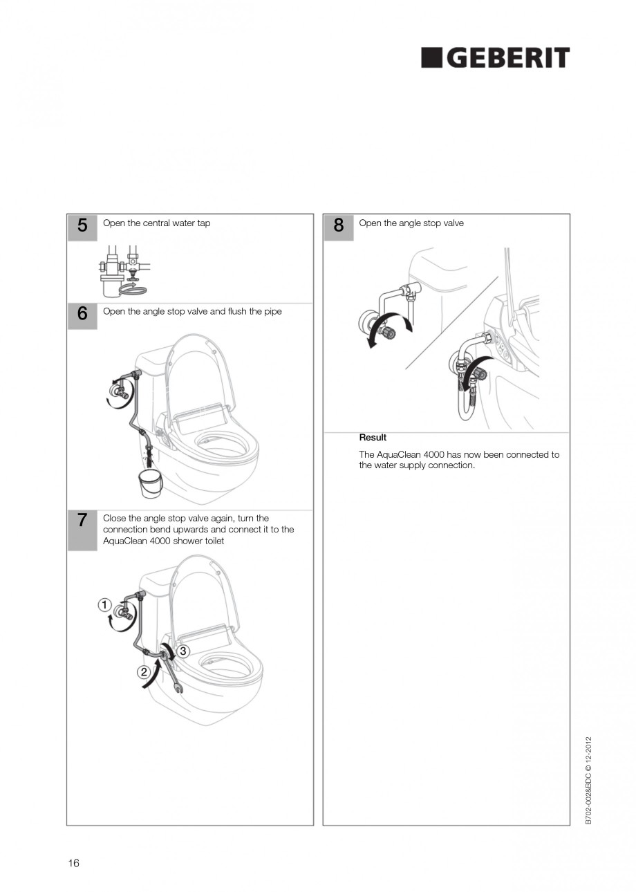 Pagina 16-Vas WC cu functie de bideu 4000 GEBERIT AquaClean Instructiuni montaj, utilizare Germana, Engleza,...