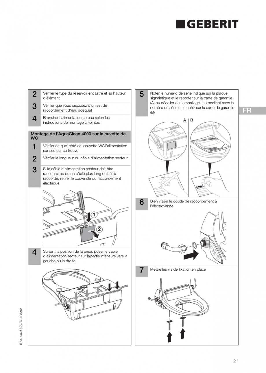 Pagina 21-Vas WC cu functie de bideu 4000 GEBERIT AquaClean Instructiuni montaj, utilizare Germana, Engleza,...