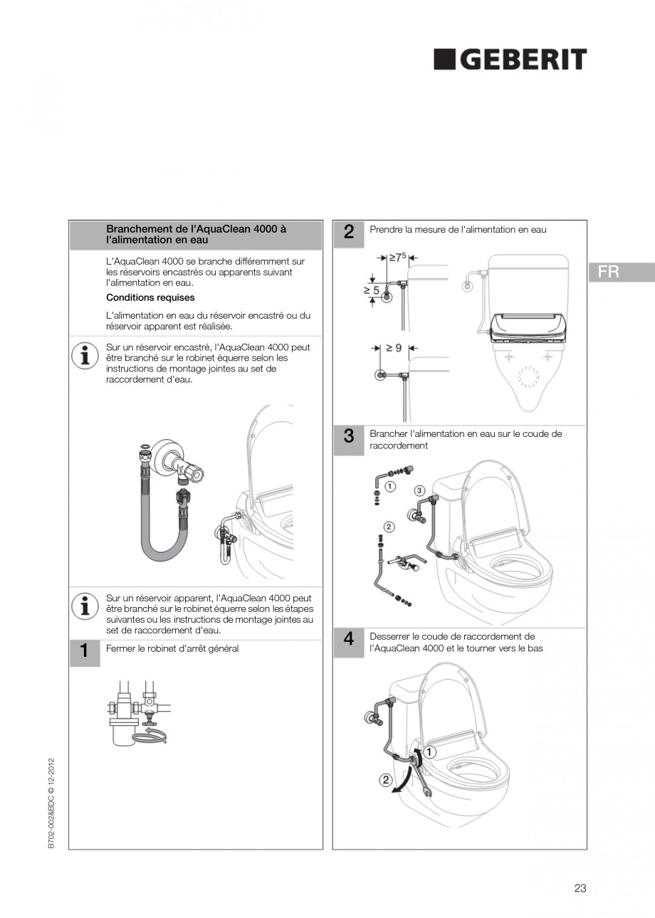 Pagina 23 - Vas WC cu functie de bideu 4000 GEBERIT AquaClean Instructiuni montaj, utilizare Germana...