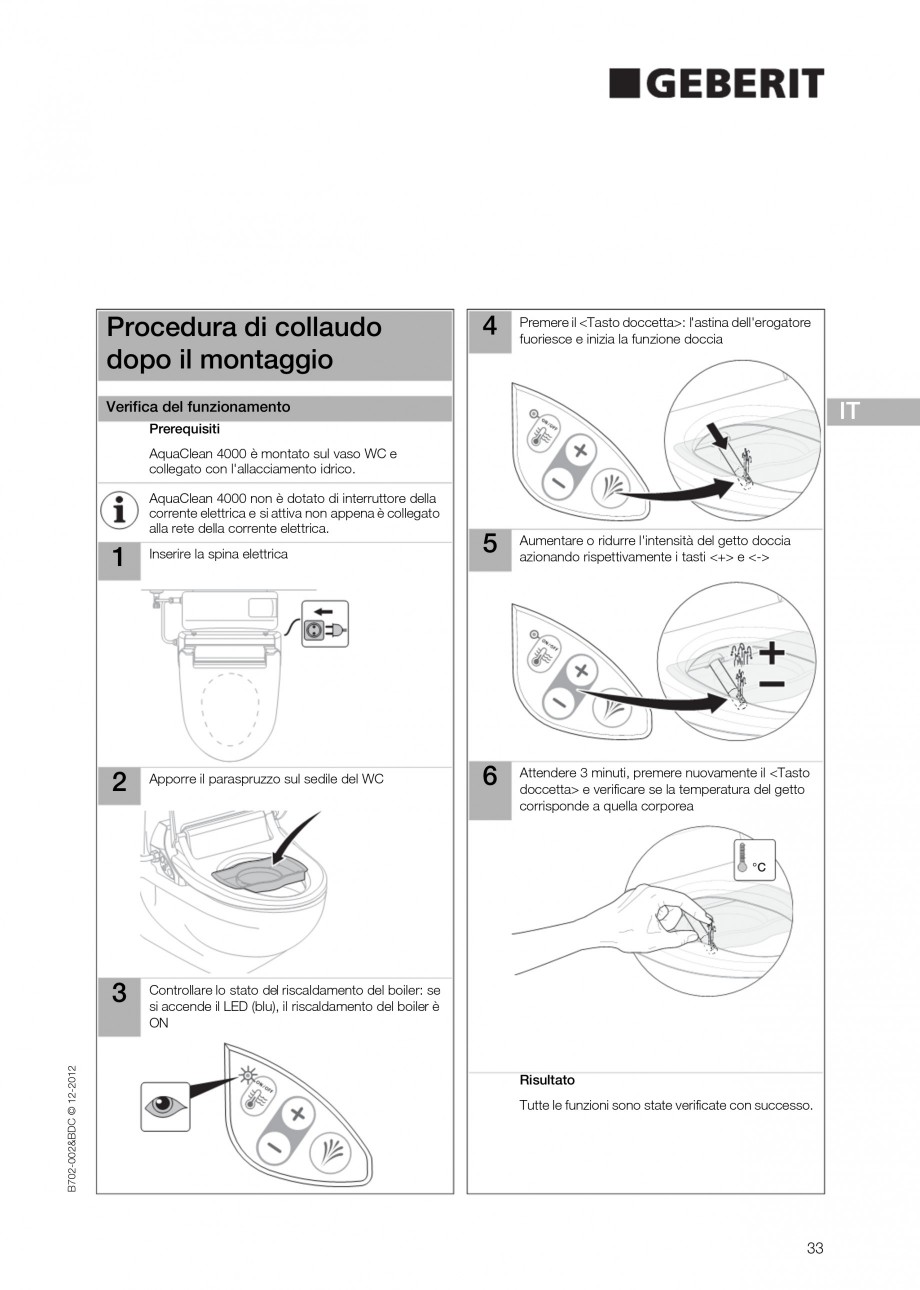 Pagina 33-Vas WC cu functie de bideu 4000 GEBERIT AquaClean Instructiuni montaj, utilizare Germana, Engleza,...